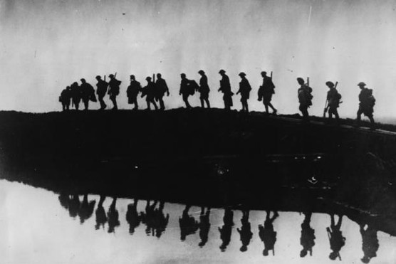 A silhouette of troops of the 1st Australian Division during the First World War.