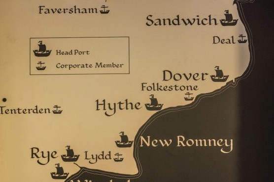 A map showing the Cinque ports