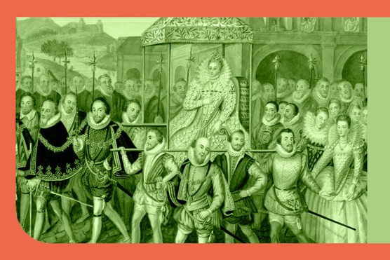 Queen Elizabeth I in procession with her courtiers, c1600-1603 (Photo by Historica Graphica Collection/Heritage Images/Getty Images)