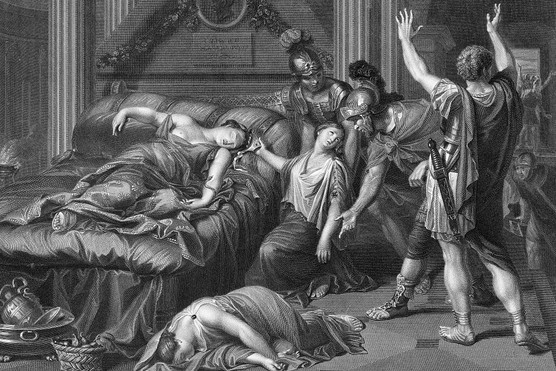 Engraving of the death of Cleopatra