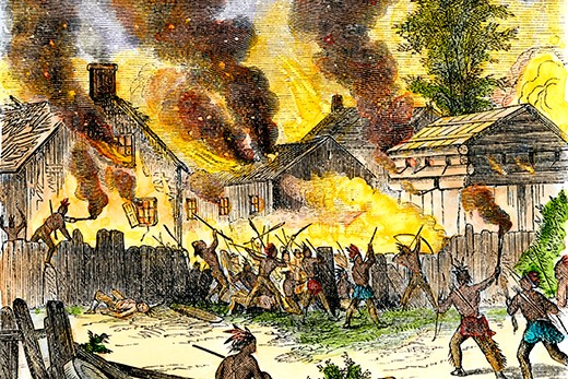 A joint Franco-Native Indian raid left 56 residents of Deerfield, a small township in north-western Massachusetts, dead. (Alamy)