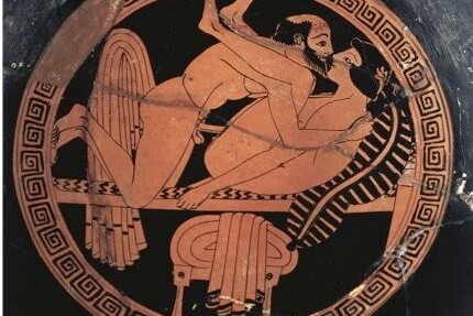 An ancient Greek vase depicting sexual intercourse