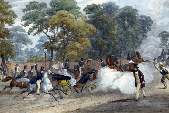Attempted assassination of Queen Victoria (1819-1901). On the evening of Wednesday 10 June 1840 Victoria and Prince Albert were travelling in a carriage along Constitution Hill near Buckingham Palace, London, when Edward Oxford fired a pistol at the Queen Attempted assassination of Queen Victoria (1819-1901). On the evening of Wednesday 10 June 1840 Victoria and Prince Albert were travelling in a carriage along Constitution Hill near Buckingham Palace, London, when Edward Oxford fired a pistol at the Queen