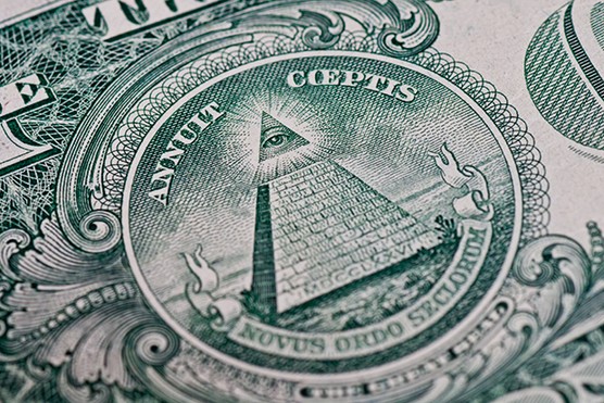 The ‘Eye of Providence’, a symbol linked to the Illuminati, stares out from the reverse side of all US one-dollar bills