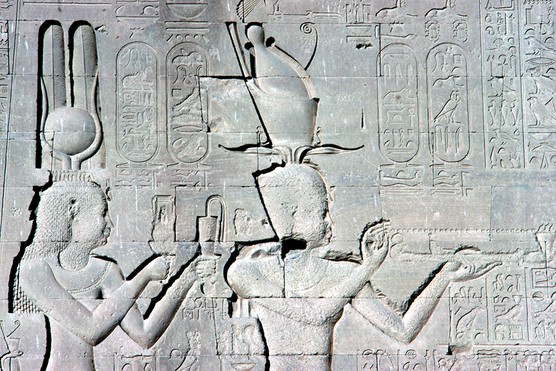 This traditionally carved wall scene depicting Cleopatra at Dendera Temple, some 30 miles north of Luxor (Print Collector/Getty Images) Carved wall scene depicting Cleopatra at Dendera Temple