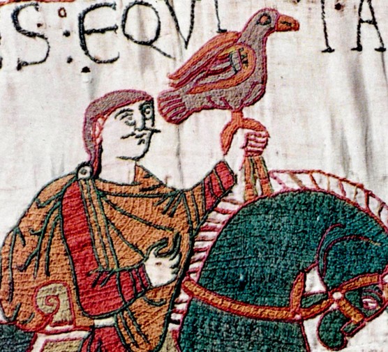 This scene comes from the Bayeux Tapestry, the nearly 70-metre-long embroidered narrative that chronicles the events leading to the Norman Conquest of England in 1066.