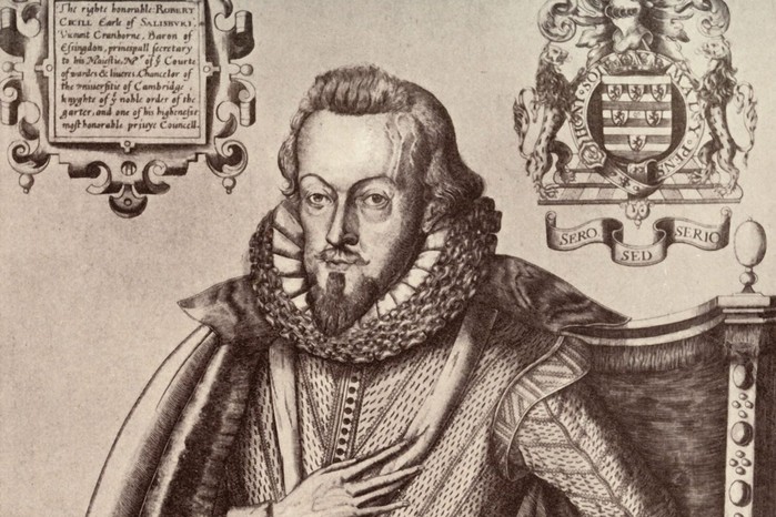 Robert Cecil This 1607 engraving shows Robert Cecil, 1st Earl of Salisbury, the statesman and spymaster who served both Elizabeth I and James I. A key architect of early modern government, Cecil steered foreign policy, managed intelligence networks, and helped secure the Stuart succession.
