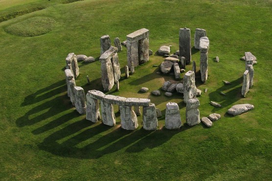 An aerial photo of Stonehenge