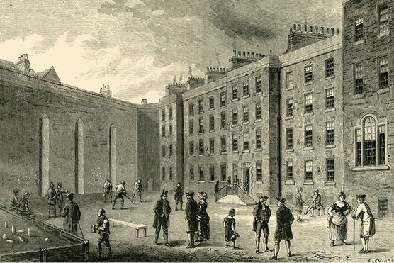 Prisoners exercise and play sport in the courtyard of the Fleet Prison, circa 1872 (Photo by The Print Collector/Getty Images) Prisoners exercise and play sport in the courtyard of the Fleet Prison, circa 1872
