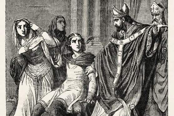 Illustration of Eadwig being dragged by Dunstan