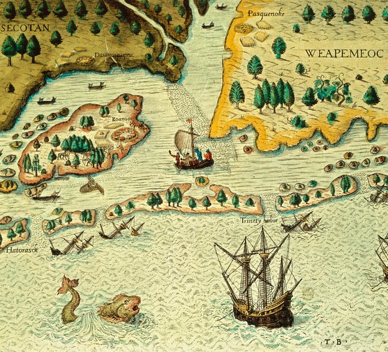 A coloured engraving from the 16th century depicting Walter Ralegh's arrival in Virginia. (DeAgostini/Getty Images) A coloured engraving from the 16th century depicting Walter Ralegh's arrival in Virginia. (DeAgostini/Getty Images)