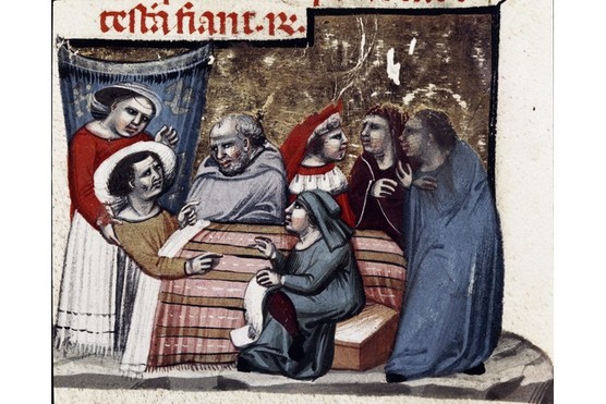 A dying man dictates his will. A miniature from the Codex Justinianus, c1350. (Photo by: Leemage/UIG) A miniature from the Codex Justinianus