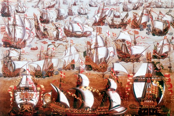 The Spanish Armada: Tudor spin portrayed the events of August 1588 as a glorious English victory but, argues Robert Hutchinson, bad weather and bad tactics had more to do with the Spanish fleet's failure than Elizabethan derring-do. (Ann Ronan Pictures/Print Collector/Getty Images)