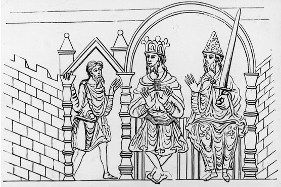 An illustration from an 11th-century manuscript depicting a king and his minister doing justice, c1050. (Photo by Hulton Archive/Getty Images) An illustration from an 11th-century manuscript depicting a king and his minister doing justice, c1050. (Photo by Hulton Archive/Getty Images)