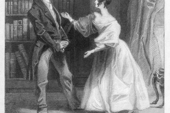 An engraving of Mr Darcy and Elizabeth Bennett for Jane Austen's novel 'Pride and Prejudice' (Photo by Universal History Archive/Universal Images Group via Getty Images)