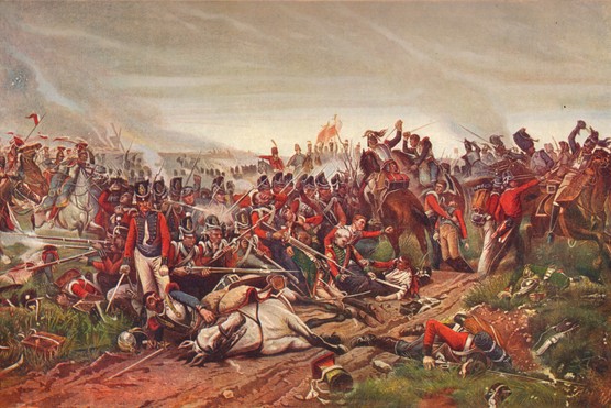 French cuirassiers charging a British infantry square at the battle of Waterloo, 1815 (1906). From Cassell's 'Illustrated History of England, Vol. V' (Cassell and Company Limited, London, Paris, New York, Melbourne). Artist P Jazet. (Photo by The Print Collector/Getty Images)