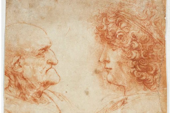 Drawing of an old and young man, possibly Salai, by Leonardo da Vinci