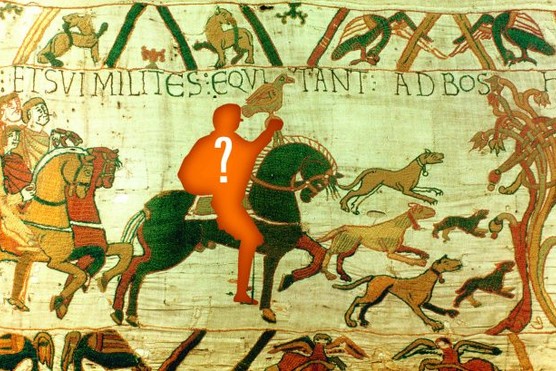 Bayeux Tapestry with a figure missing