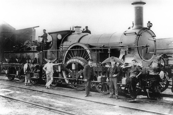 The 'Iron Duke' steam locomotive with railway workers, c1880s. (Photo by SSPL/Getty Images) The 'Iron Duke' steam locomotive with railway workers