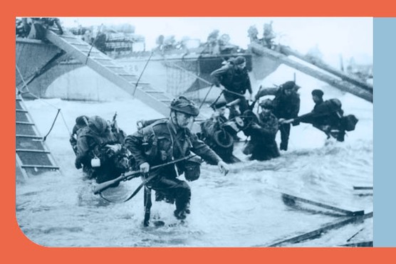 Troops from the 48th Royal Marines at Saint-Aubin-sur-Mer on Juno Beach, Normandy, France, during the D-Day landings, 6 June 1944. (Photo by Hulton Archive/Getty Images) Troops from the 48th Royal Marines at Saint-Aubin-sur-Mer on Juno Beach, Normandy, France, during the D-Day landings, 6 June 1944. (Photo by Hulton Archive/Getty Images)
