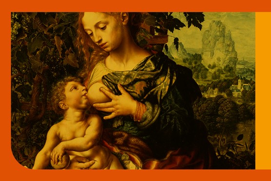 Madonna of Humility, 1544. The nursing Virgin Mary is based on a Byzantine icon, but also on the direct observance of a mother with her baby. Everyday intimacy is coupled with Christian symbolism. (Image from TopFoto)