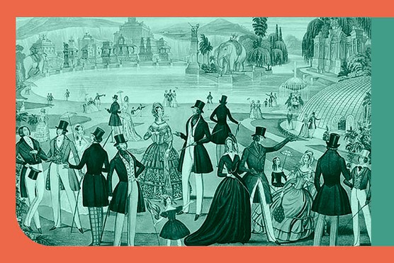 Visitors promenade alongside a lake with Surrey Zoological Gardens in the background, 1844 (Photo by Guildhall Library &amp; Art Gallery/Heritage Images/Getty Images)