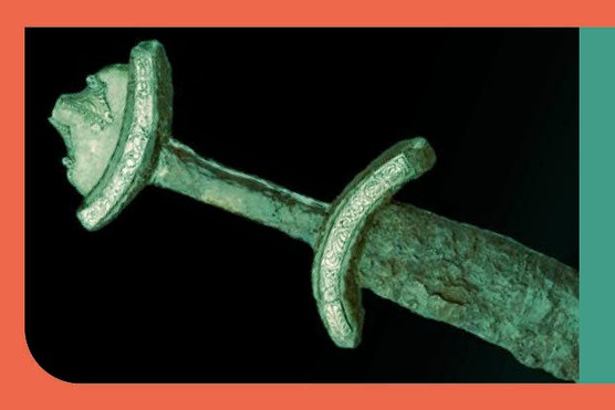 The Abingdon Sword, an iron sword fragment and hilt found near Abingdon in Oxfordshire in 1874. The decoration on the sword hilt indicates this was a high status weapon dating from around AD 875. (Ashmolean Museum/Heritage Images/Getty Images)