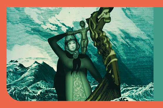 Old Norse sages describe Gudrid Thorbjarnardóttir as 'the loveliest of women and nobel in every trait'. But this far-travelled Icelandic woman was eulogised largely not for her beauty and charm but as a strong-willed survivor who married three times and bore a son, Snorri, in Vinland (North America) during on of her intrepid voyages (Illustration by Lynn Hatzius)