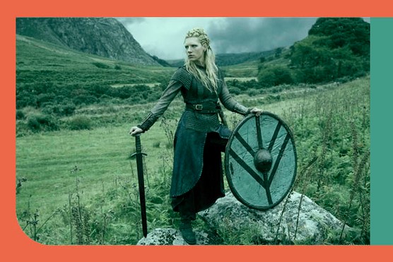 Katheryn WInnick as Lagertha in season 2 of 'Vikings'. A strong belief in Viking women warriors is now rife in many quarters of cyberspace, says Judith Jesch. (Image by Alamy)
