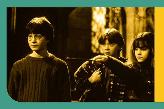 Daniel Radcliffe, Rupert Grint and Emma Watson as Harry, Ron and Hermione on the set of Harry Potter and the Philosopher's Stone (Photo by Peter Mountain/Warner Bros. Pictures/THA) Daniel Radcliffe, Rupert Grint and Emma Watson as Harry, Ron and Hermione on the set of Harry Potter and the Philosopher's Stone (Photo by Peter Mountain/Warner Bros. Pictures/THA)