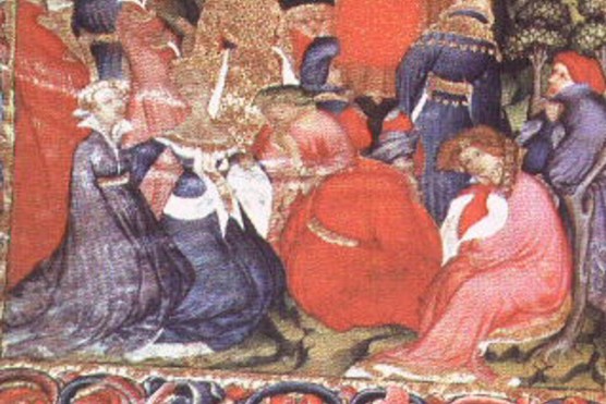 Chaucer reading his work to the court of Richard II