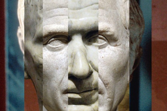 A marble bust of a man