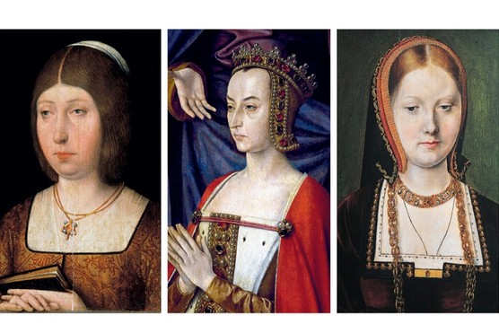 From left to right: Queen Isabella of Castile; French regent Anne de Beaujeu; and Catherine of Aragon. (Photos by Fine Art Images/Heritage Images/DeAgostini/Imagno/Getty Images)