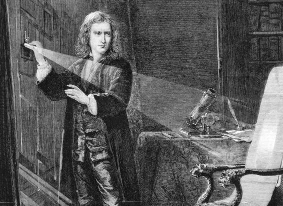 Isaac Newton investigating light