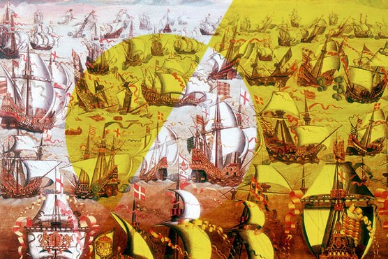The Spanish Armada which threatened England in July 1588. (Photo by Ann Ronan Pictures/Print Collector/Getty Images)