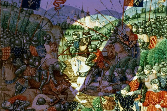 Watercolor Painting Depicting Battle of Agincourt (Photo by © Historical Picture Archive/CORBIS/Corbis via Getty Images)