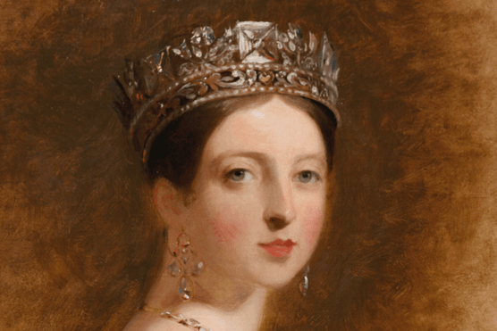Thomas Sully's portrait of Queen Victoria (1819–1901) in 1838, the year after she ascended the throne. A portrait of young Queen Victoria wearing a tiara