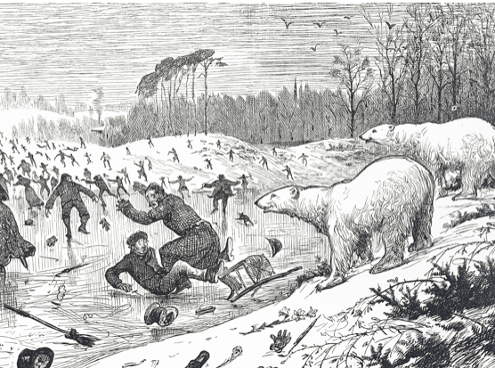 Britain’s harsh winter of 1880–81 depicted as the start of a new ice age, by contemporary cartoonist George du Maurier (Photo by Universal History Archive/UIG via Getty Images) Britain’s harsh winter of 1880–81 depicted as the start of a new ice age, by contemporary cartoonist George du Maurier (Photo by Universal History Archive/UIG via Getty Images)